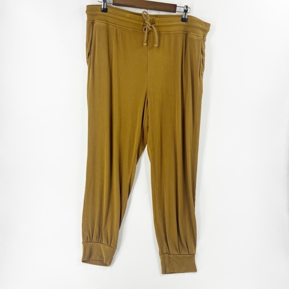 ✅ LOU & GREY MUSTARD RIBBED‎ JOGGERS SIZE X-LARGE POCKETS